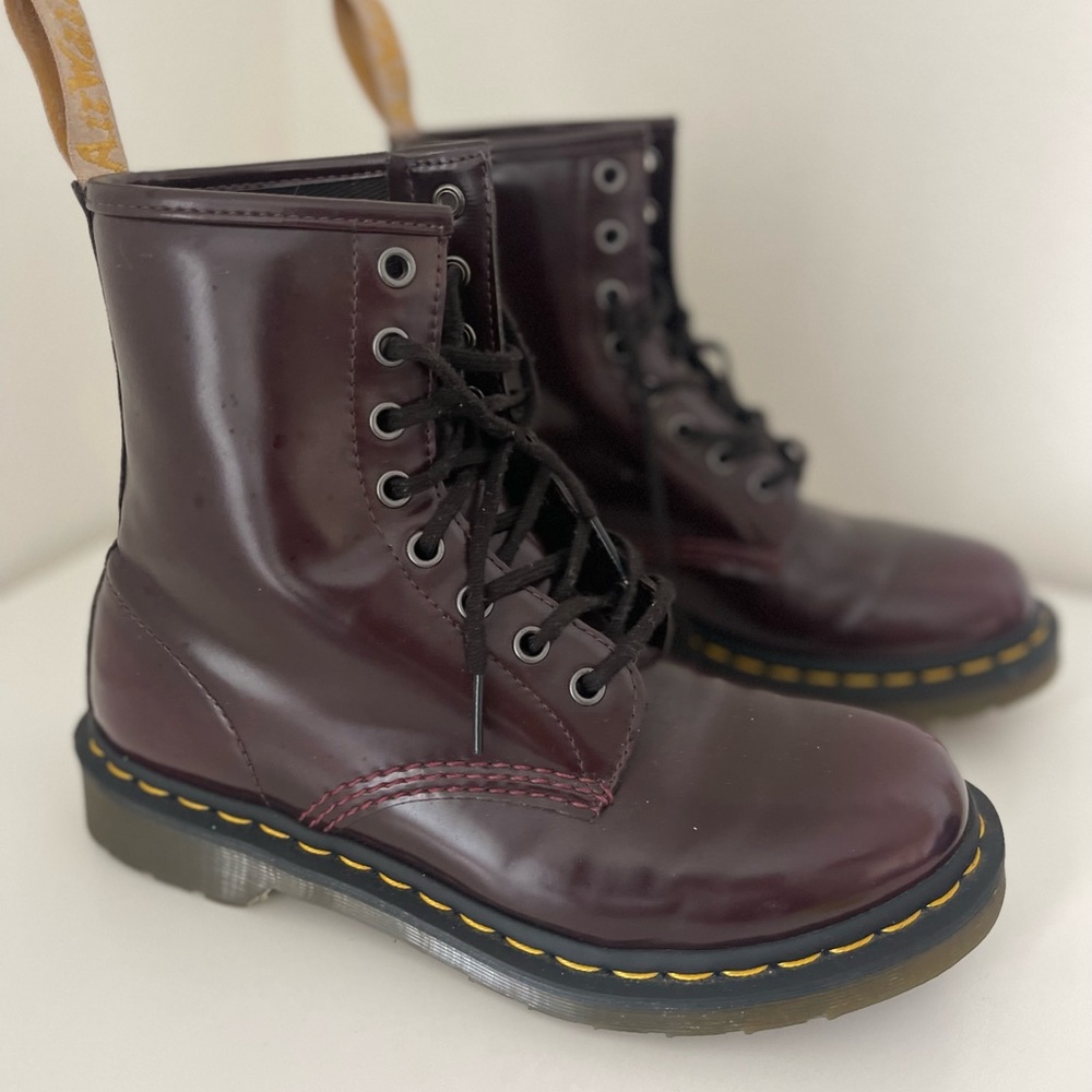 Dr. Marten’s Size 8 CHERRY RED Vegan 1460 Lace Up Boots